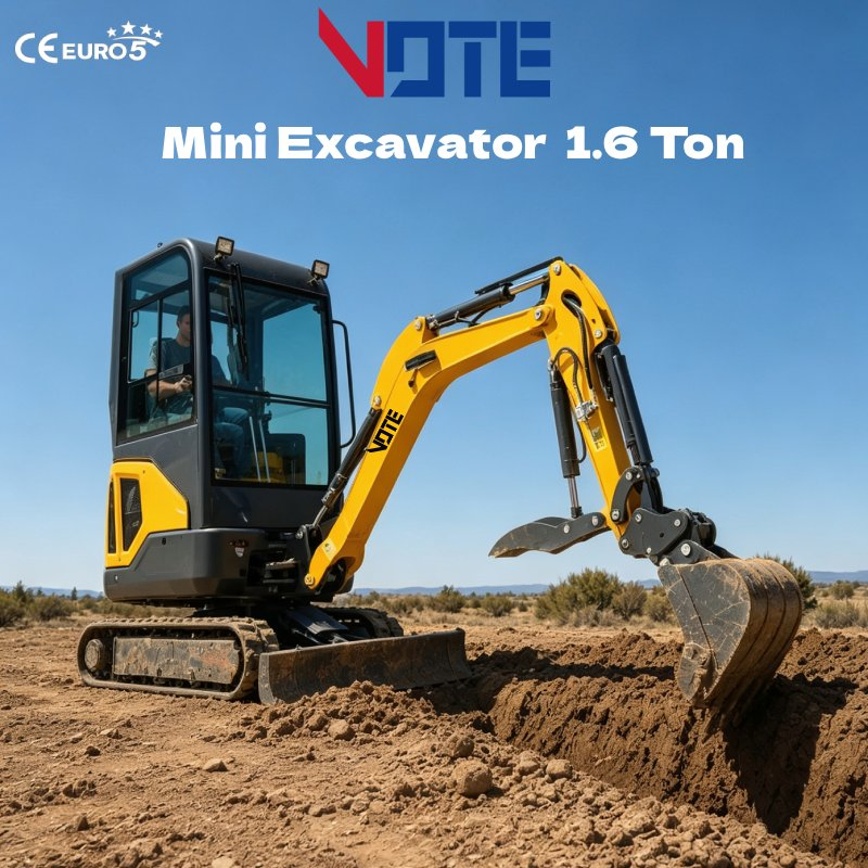 1.6 Ton Mini Excavator CE Euro 5 Excavator Free Shipping
