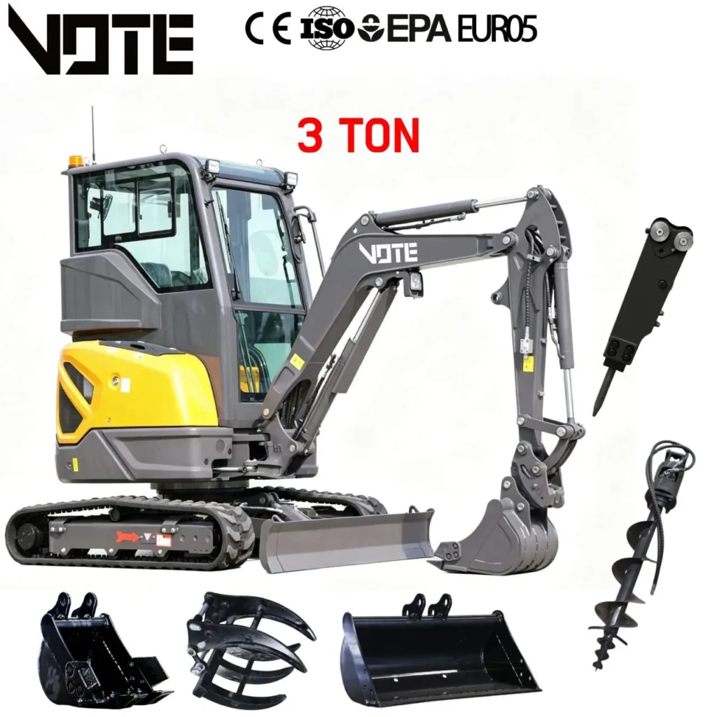 CE 3 Ton Excavator Multifunction Hydraulic Digger Euro 5 Emission Standard