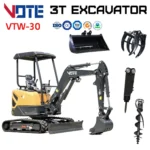 CE 3 Ton Excavator Multifunction Hydraulic Digger Euro 5 Emission Standard