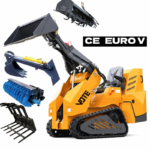 CE/Euro 5 Mini Skid Steer Loader with Tracked Cabin, Equipped with Multifunctional Attachments, Suitable for Farms, Orchards, and Indoor Construction Sites