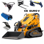 CE/Euro 5 Mini Skid Steer Loader with Tracked Cabin, Equipped with Multifunctional Attachments, Suitable for Farms, Orchards, and Indoor Construction Sites