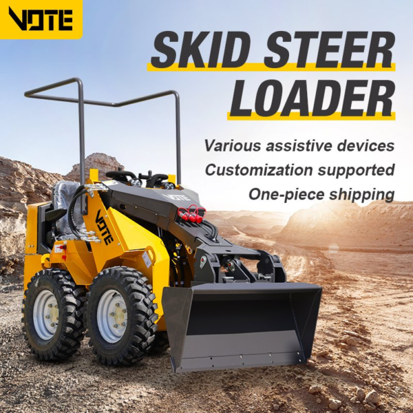 China Factory Direct Mini Skid Steer Loader with 25HP Diesel Engine High Hydraulic Flow Powerful Wheel Loader for Sale