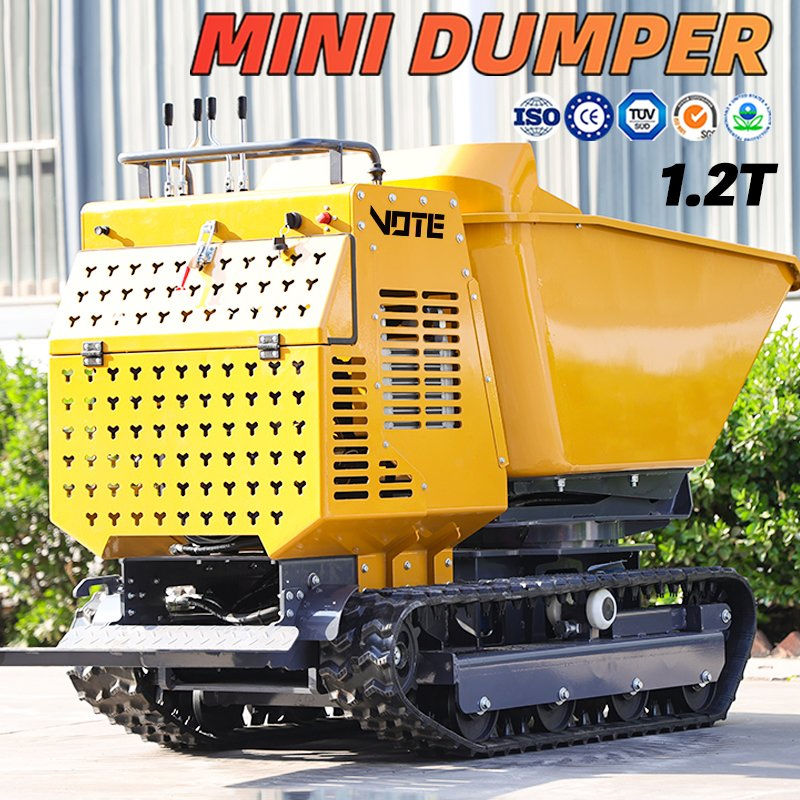 Chinese Tracked Mini Dumper Truck with Hydraulically Rotatable Unloading, Home Delivery