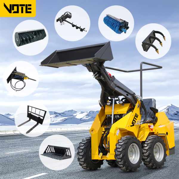Factory Direct Sales 4X4 Wheel Loaders with Attachments CE Euro5 EPA Engine Mini Skid Steer Loader Diesel 500kg
