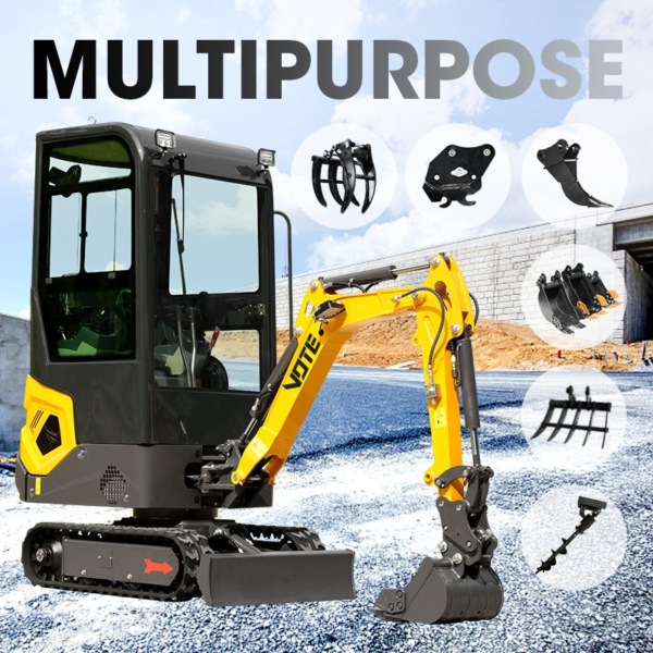 Factory Prices Engine Mini Digger 1.2ton 2ton Farm Ranch Digging Trenches Crawler Small Excavator with Side Swing