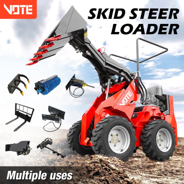 Factory Sale Direct Mini Skid Steer Loader with 25HP Diesel Engine High Hydraulic Flow Powerful Crawler Mini Wheel Loader