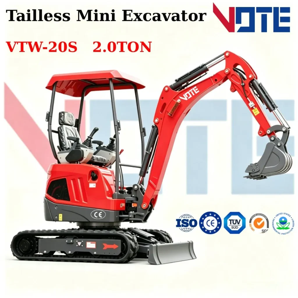 Mini Excavator 1 Ton 1.6 Ton 2 Ton Tailless Small Hydraulic Digger CE Euro 5 Certification Factory Price, Home Delivery