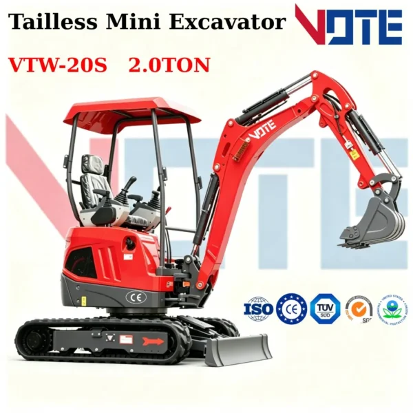 Mini Excavator 1 Ton 1.6 Ton 2 Ton Tailless Small Hydraulic Digger CE Euro 5 Certification Factory Price, Home Delivery