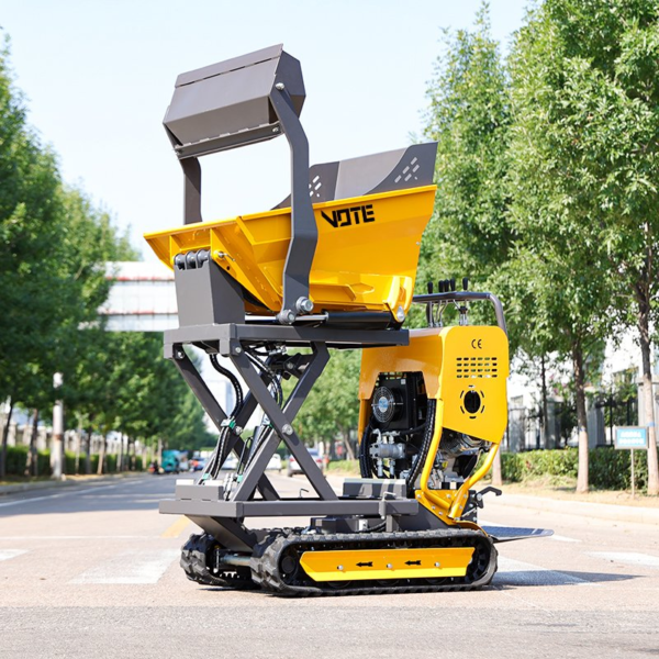 Mini Self Loading All Terrain Dumper 500kgs Self Loading Power Barrow Hydraulic Crawler Gasoline Engine Small Rubber Trucks 6.5HP for Garden/Palm/Farm